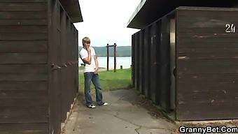 Older Woman Gets Fucked In A Public Restroom By A Man